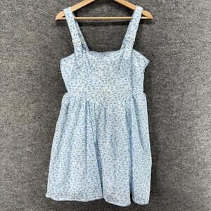 New In Loom Dress Women L Large Blue Floral Sheath Short Sleeveless Lined Casual